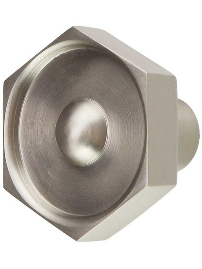 Hex Nut Solid-Brass Cabinet Knob in Satin Nickel.